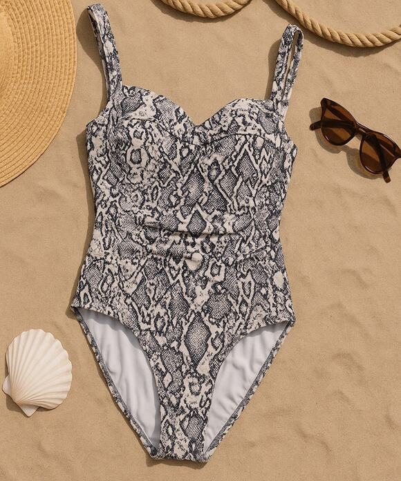 Niptuck Swim Other - NipTuck Swim Snakeskin One Piece Swimsuit Brown Beige Tummy Control Womens US 4
